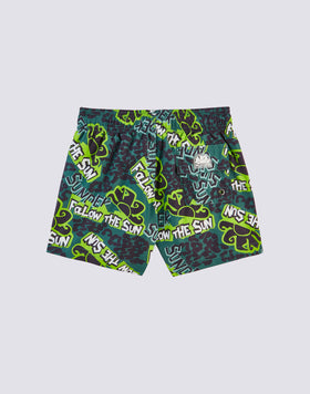 SHORT SWIMSUIT WITH ELASTIC WAIST WITH STONE AGE PRINT