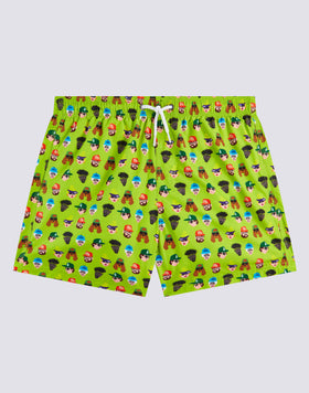 GUESS WHO MICROPRINT ELASTICATED WAIST SHORT SWIMSHORTS
