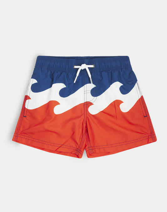 MULTIWAVES PRINT ELASTICATED WAIST SHORT SWIMSHORTS