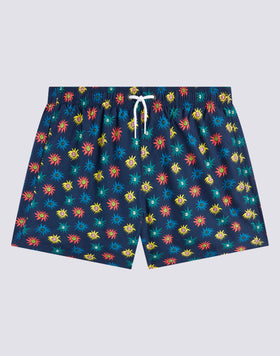 SUN REPREVE® LION MICROPRINT ELASTICATED WAIST SHORT SWIMSUIT