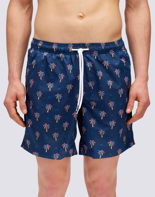 MEDIUM SWIMSUIT WITH ELASTIC WAIST WITH MINI PALM PRINT IN RECYCLED POLY