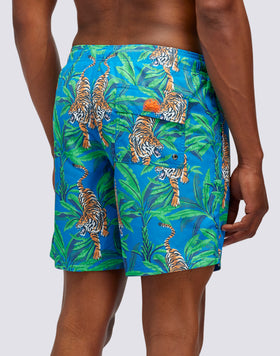 TIGER PRINT MEDIUM ELASTIC WAIST SWIMSHORTS
