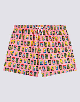 COSTUME DA BAGNO CORTO A VITA ELASTICATA MICROSTAMPA COLOR PLINKING