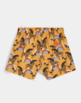 MAILLOT DE BAIN COURT TAILLE ÉLASTIQUÉE IMPRIMÉ SAFARI TROPICAL