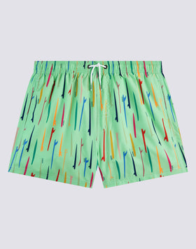 MICROPRINT POP SURF REPREVE® ELASTICATED WAIST SHORT SWIMSUIT