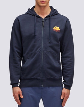 FELPA IN COTONE CON CAPPUCCIO E LOGO SFUMATO SUL RETRO