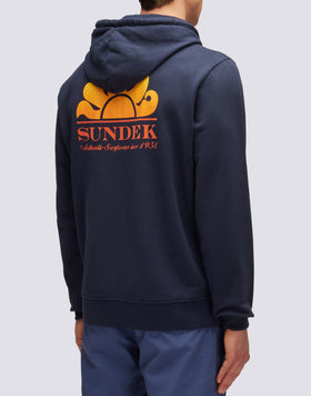 FELPA IN COTONE CON CAPPUCCIO E LOGO SFUMATO SUL RETRO