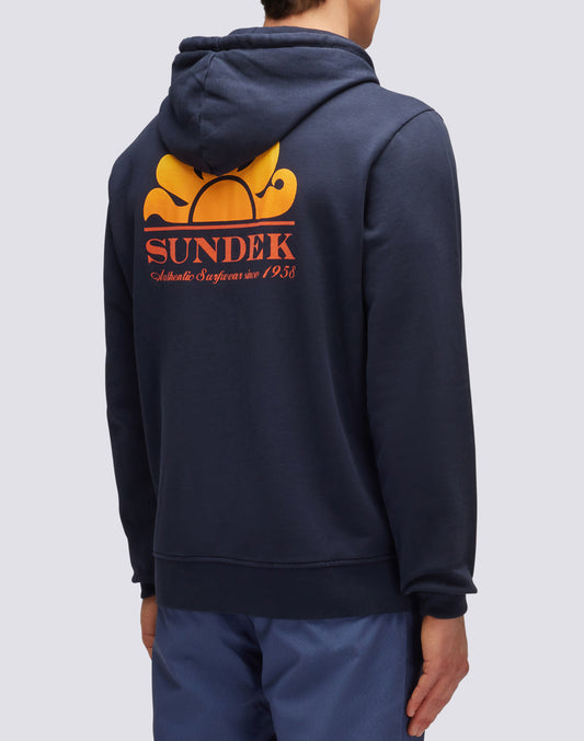 FELPA IN COTONE CON CAPPUCCIO E LOGO SFUMATO SUL RETRO