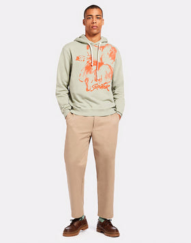 FLORAL PRINT OVERDYED COTTON HOODIE