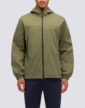 VESTE COURTE À CAPUCHE POUR HOMME EN TISSU CONTRE-COLLAGE