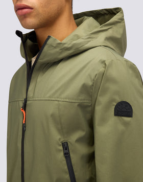 VESTE COURTE À CAPUCHE POUR HOMME EN TISSU CONTRE-COLLAGE