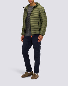 PIUMINO CORTO DA UOMO 100 GRAMMI CON CAPPUCCIO