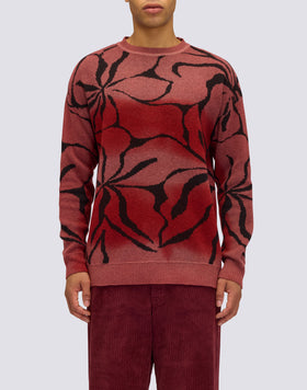 PULL JACQUARD À COL RAS DU COU POUR HOMME AVEC MOTIF HIBISCUS