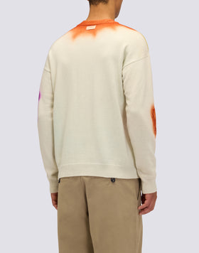 MEN'S CREW NECK SWEATER WITH FLOWER INTARSIA