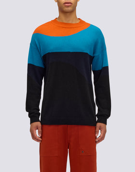 PULL COL ROND POUR HOMME AVEC INTARSIA 3 COULEURS
