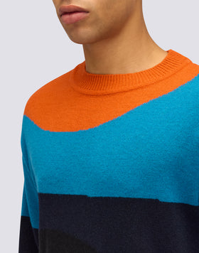 PULL COL ROND POUR HOMME AVEC INTARSIA 3 COULEURS