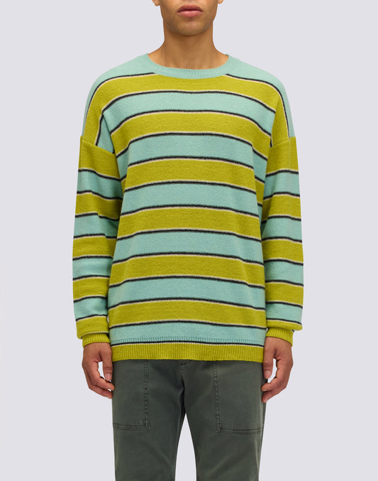 MEN'S CREW NECK SWEATER WITH MULTI-STRIPE PATTERN