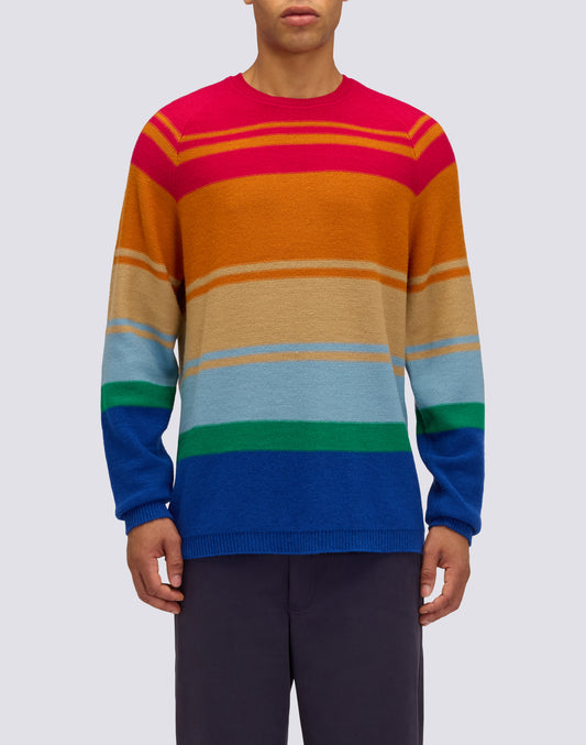 MEN'S MULTI-STRIPE CREW NECK SWEATER