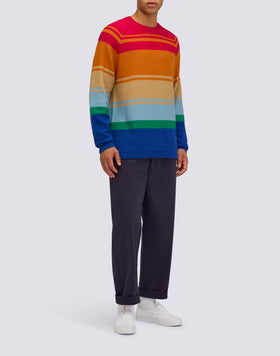 MEN'S MULTI-STRIPE CREW NECK SWEATER