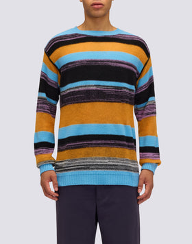 PULL COL ROND POUR HOMME À MOTIF MULTI-RAYURES