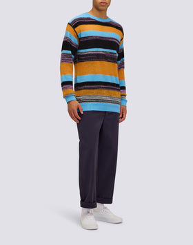 PULL COL ROND POUR HOMME À MOTIF MULTI-RAYURES