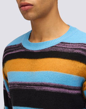 PULL COL ROND POUR HOMME À MOTIF MULTI-RAYURES