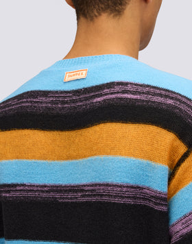 PULL COL ROND POUR HOMME À MOTIF MULTI-RAYURES