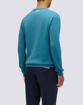 PULL COL ROND POUR HOMME EN LAINE MÉLANGÉE