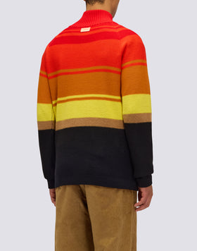 MEN'S HIGH NECK SWEATER WITH 3/4 ZIP AND HERITAGE STRIPES