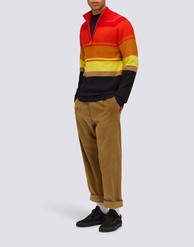 MEN'S HIGH NECK SWEATER WITH 3/4 ZIP AND HERITAGE STRIPES