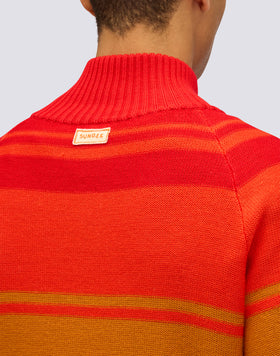 MEN'S HIGH NECK SWEATER WITH 3/4 ZIP AND HERITAGE STRIPES
