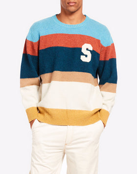 STRIPED CREW NECK JUMPER WITH PATCH