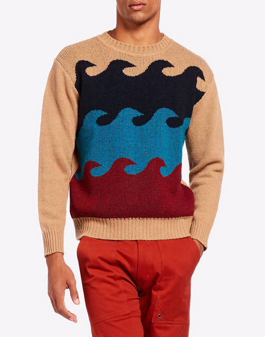 JERSEY DE CUELLO REDONDO CON MOTIVO DE OLA