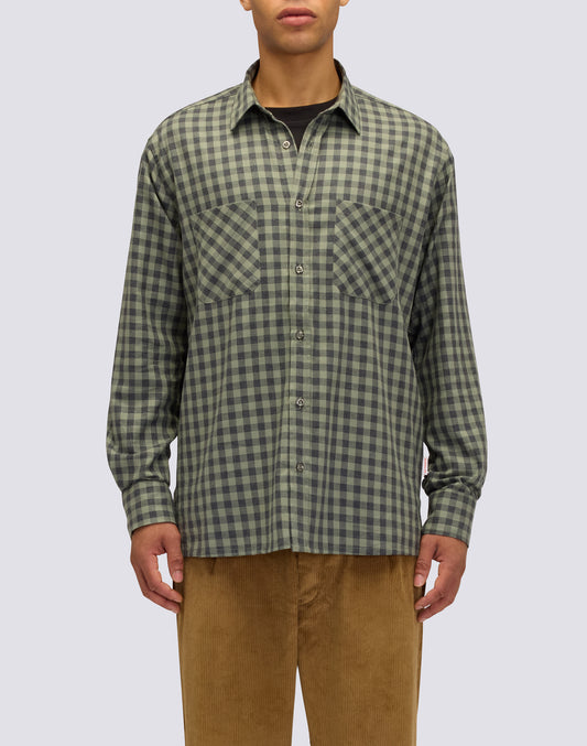 CAMICIA UOMO A QUADRETTI IN COTONE GABARDINA TINTO FILO