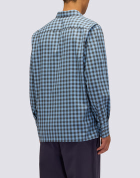 CAMICIA UOMO A QUADRETTI IN COTONE GABARDINA TINTO A MANO