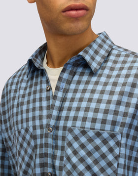 CAMICIA UOMO A QUADRETTI IN COTONE GABARDINA TINTO A MANO