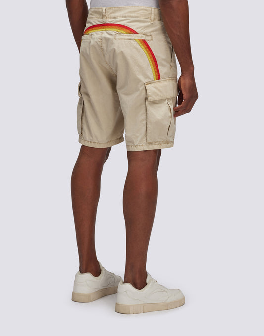 CARGO SHORTS IN GARMENT-DYED FABRIC WITH RAINBOW