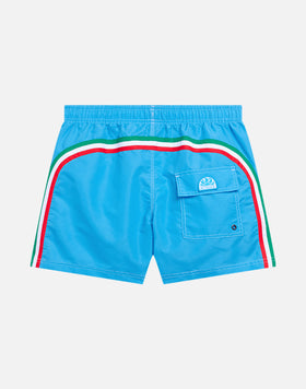 MAILLOT DE BAIN COURT TAILLE ÉLASTIQUÉE TAFFETAS ICONIQUE DRAPEAU ITALIEN