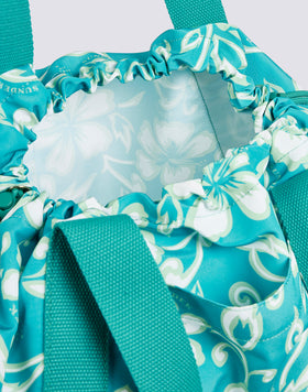 AVA - NYLON BAG WITH HANDLES AND STRINGS HIBISCUS PRINT SK23