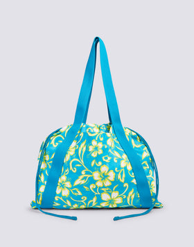 AVA - SAC EN NYLON AVEC POIGNÉES ET LACETS IMPRIMÉS HIBISCUS SK23