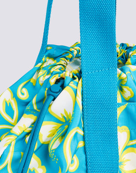 AVA - SAC EN NYLON AVEC POIGNÉES ET LACETS IMPRIMÉS HIBISCUS SK23