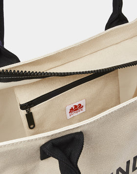 STONE-WASHED COTTON CANVAS SHOPPING BAG