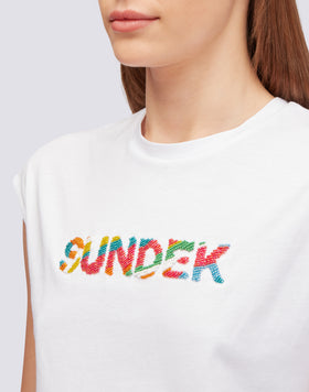 SLEEVELESS T-SHIRT WITH EMBROIDERY