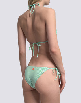 WOMEN'S BIKINI TRIANGLE TOP AND TIE-SIDE BRIEFS WITH FRUIT EMBROIDERY
