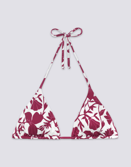 JENNIFER - ADJUSTABLE TRIANGLE BIKINI TOP WITH PATCHY FLOWERS PRINT