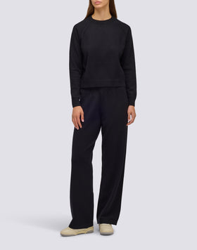 PANTALONI DONNA IN MAGLIA CON LOGO RICAMATO