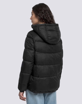 WOMEN'S SHORT PADDED DOWN JACKET WITH HOOD