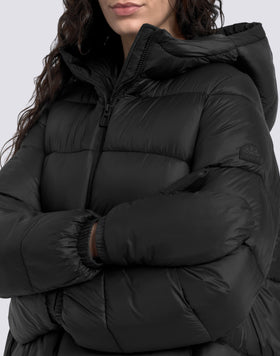 WOMEN'S SHORT PADDED DOWN JACKET WITH HOOD
