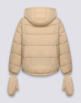 DOUDOUNE COURTE REMBOURRÉE À CAPUCHE POUR FEMME