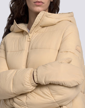 DOUDOUNE COURTE REMBOURRÉE À CAPUCHE POUR FEMME